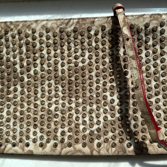 Louboutin Loubiposh Spiked Glitter Clutch Crossbody - Picture 12 of 14